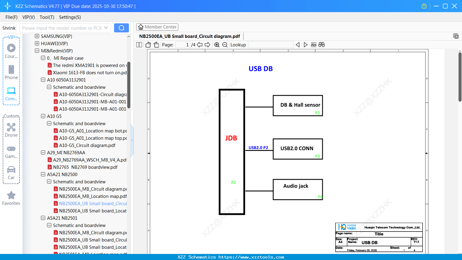 Laptop Xiaomi NB2500EA_UB Small Board_Circuit Diagram